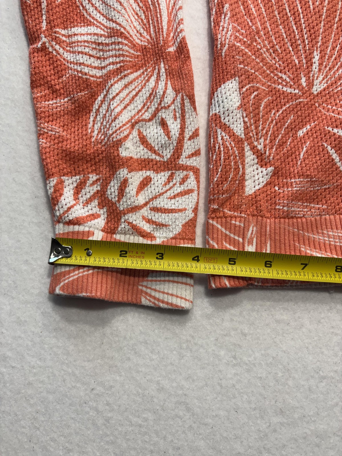 Tommy Bahama Sweater Womens XL Orange Floral V Neck Waffle Knit Tropical Top