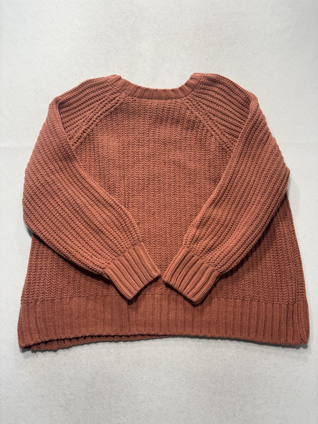 Dip Sweater Womens 2X Plus Orange Crew Neck Raglan Chunky Knit Relaxed Pullover