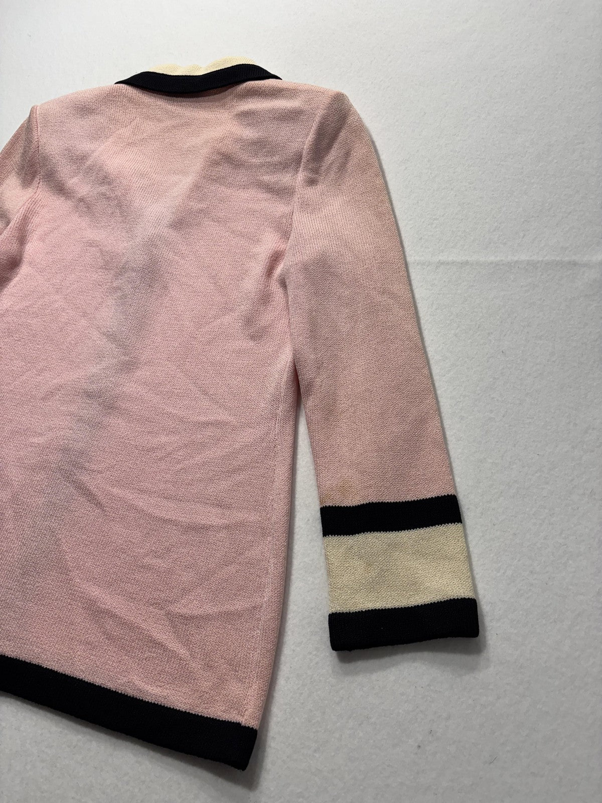 St. John Sweater Womens 6 Pink Collared Button Front Long Knit Cardigan