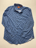 Tallia Sport Shirt Mens XL Blue Geometric Long Sleeve Button Up Stretch Casual