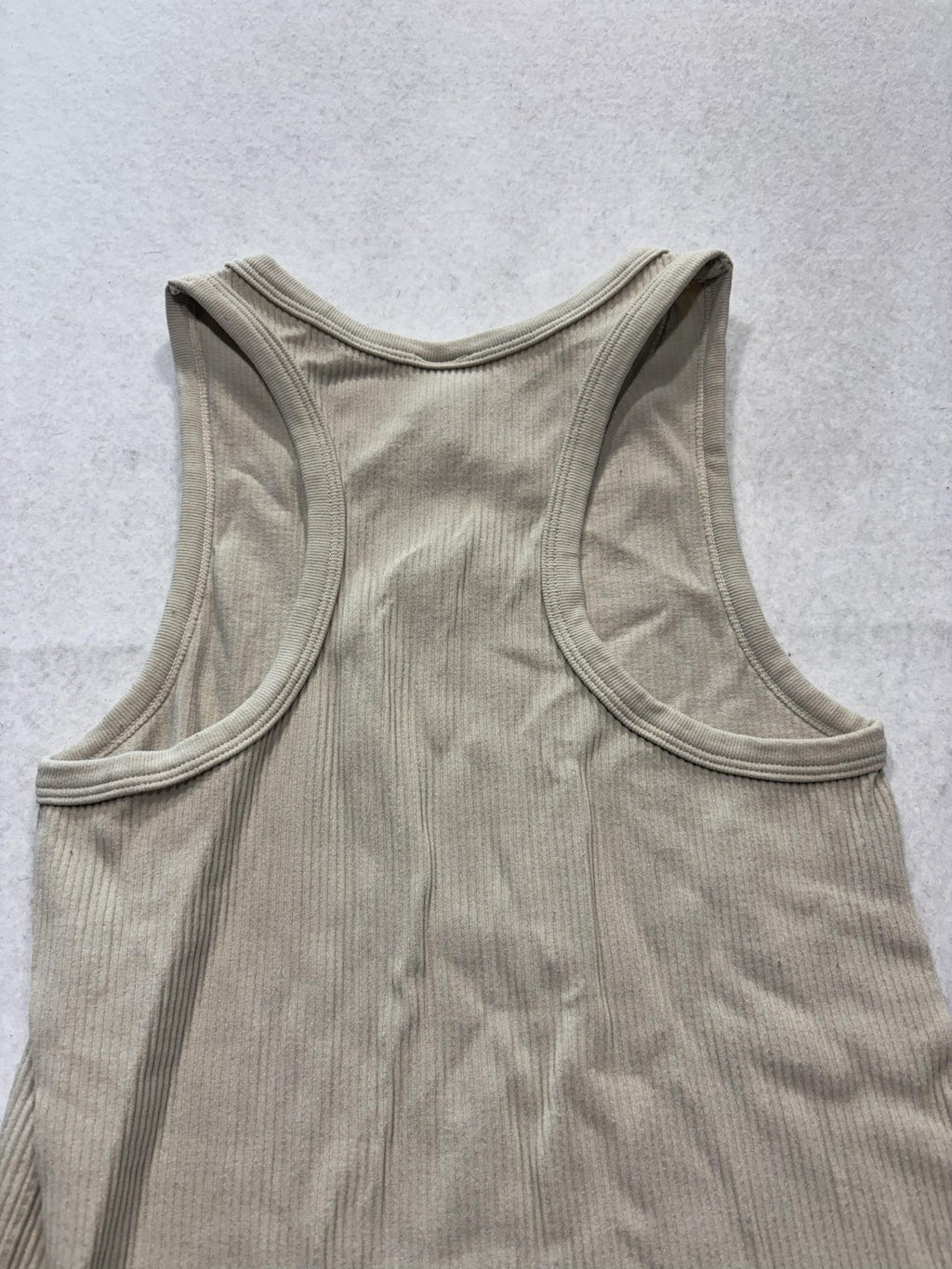 Love Charm Womens Medium Beige Ribbed Knit Tank Bodysuit Racerback Snap 8371JN