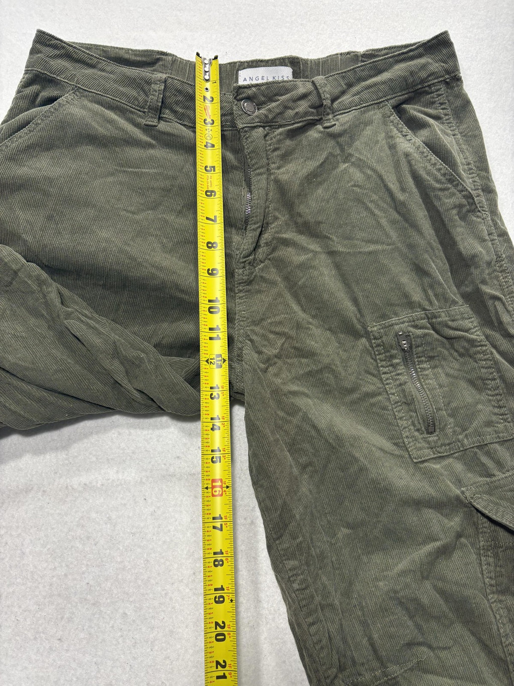 Angel Kiss Green Corduroy Cargo Pants Juniors 11/30 Straight Leg 79374JC00084RJ