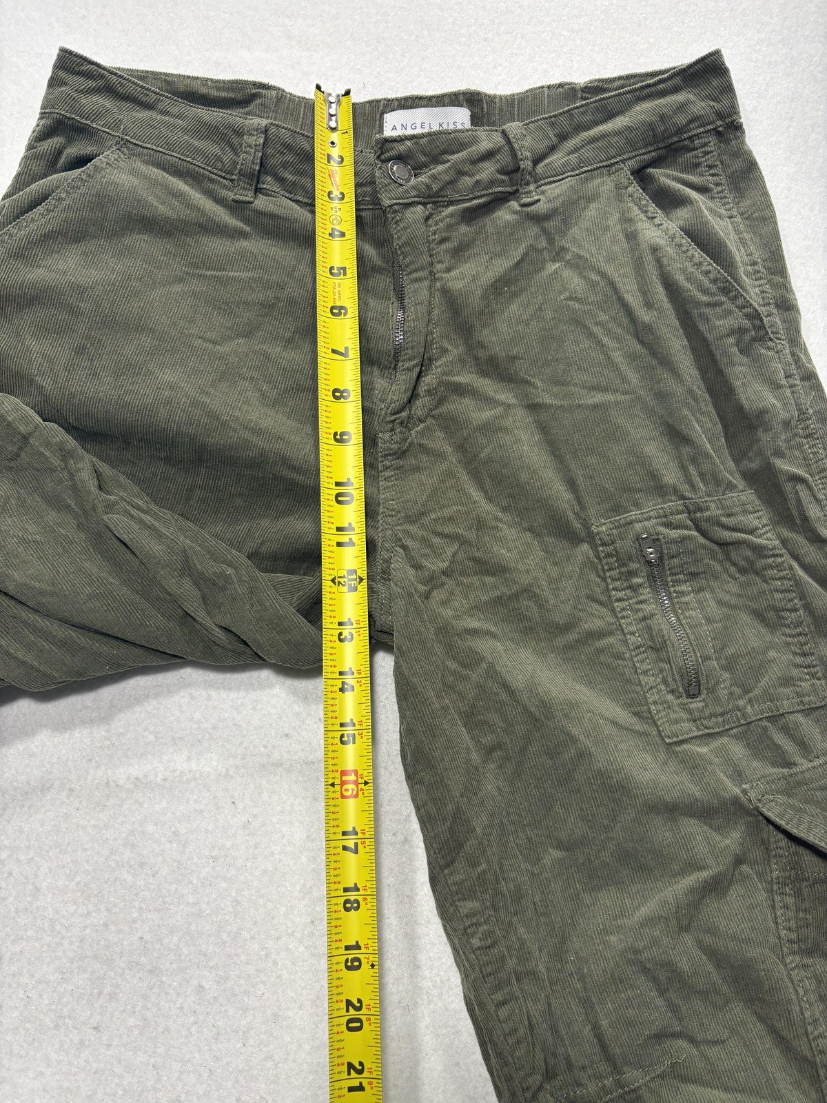 Angel Kiss Green Corduroy Cargo Pants Juniors 11/30 Straight Leg 79374JC00084RJ