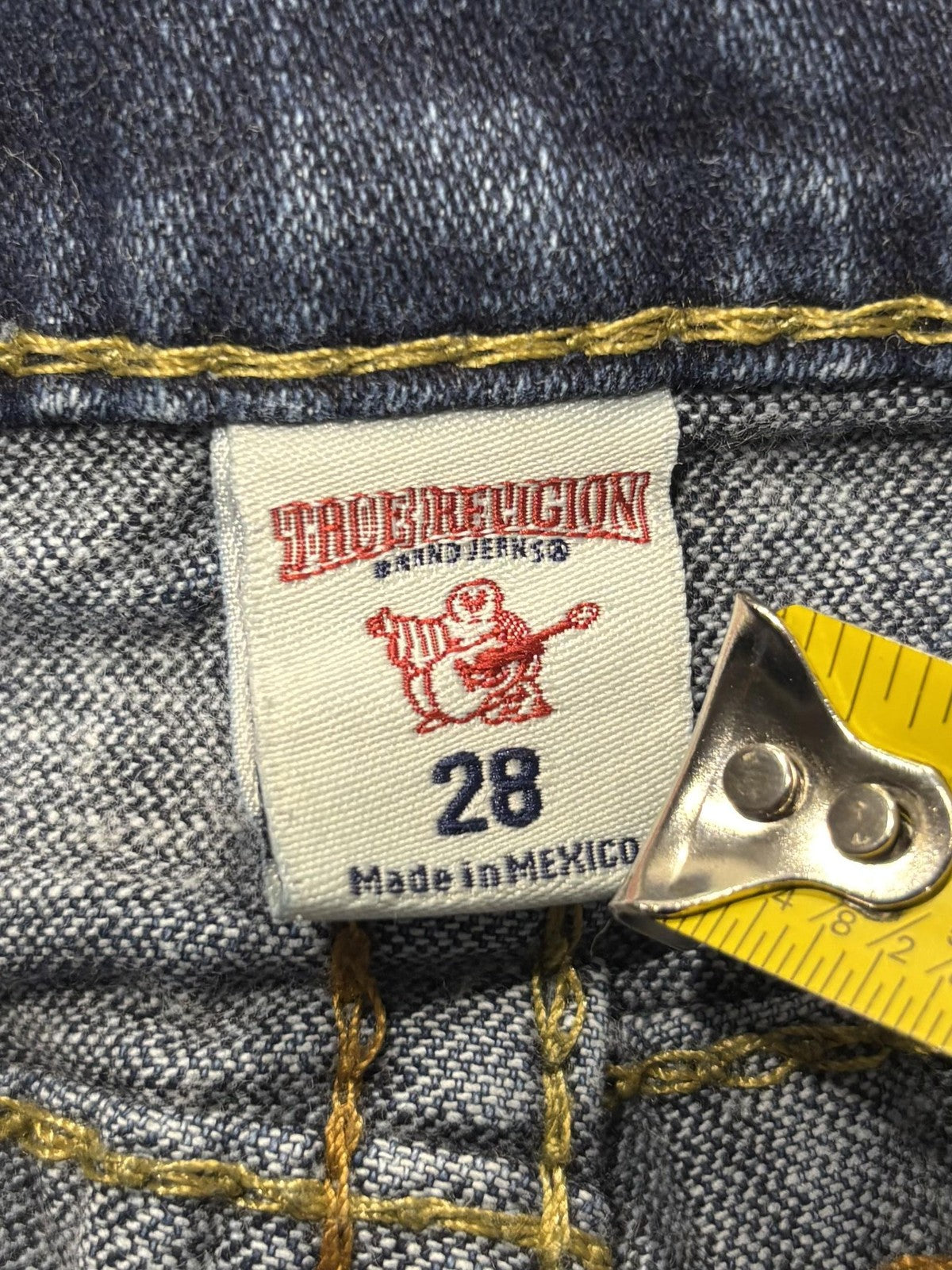 True Religion Section Slim Jeans Mens 28x29 Blue Wash Straight Stretch Denim
