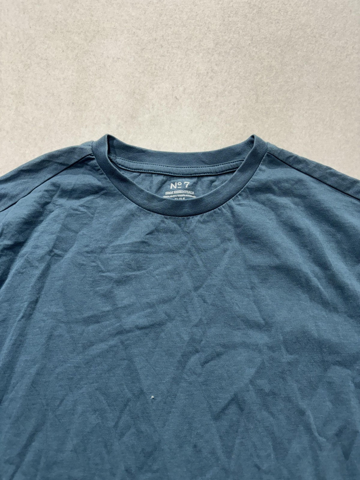 H&M Essentials Shirt Mens Small Blue No 7 Regular Fit Crew Neck Cotton Tee