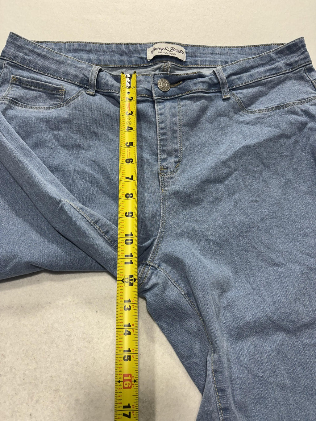 Honey & Bristle Jeans Womens 16 Plus Blue Light Wash High Rise Skinny 36x26.5