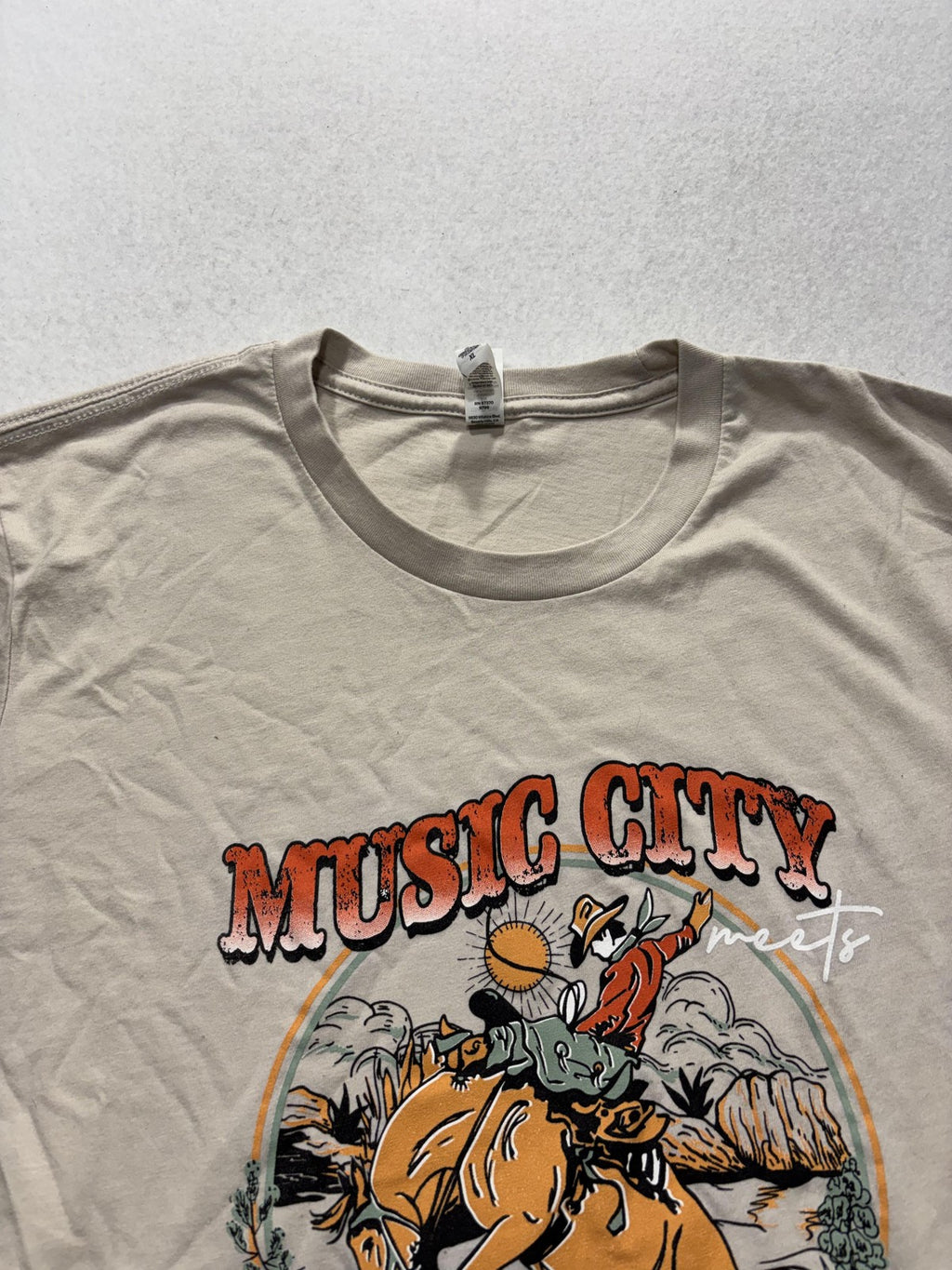 Canvas Shirt Mens XL Beige Music City Nashfest 23 Rodeo Western Graphic Tee