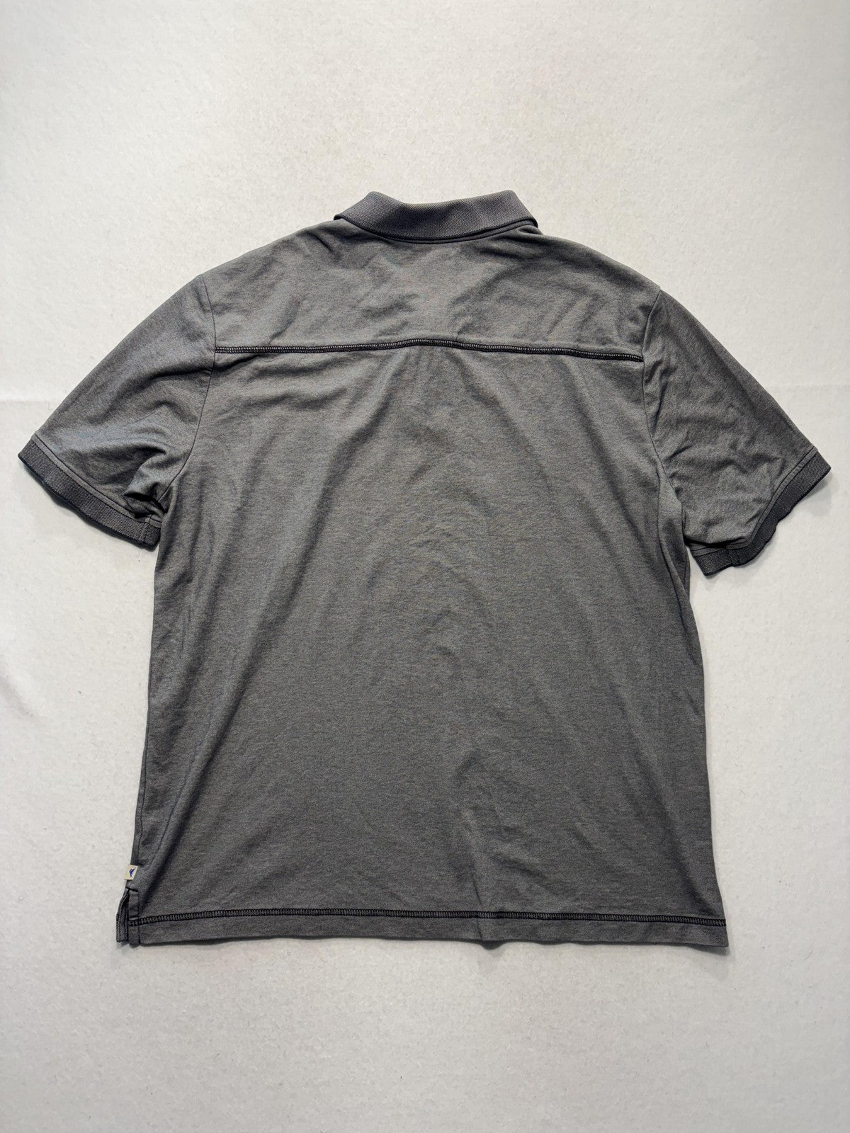 Tommy Bahama Polo Shirt Mens Large Gray Cotton Blend Short Sleeve Logo Casual