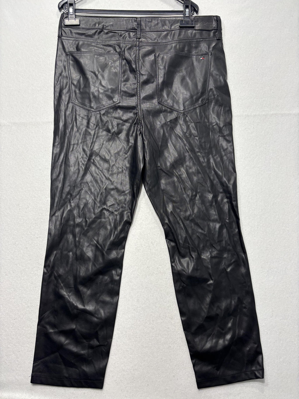 Tommy Hilfiger Dress Pants Womens 16 Black Faux Leather Straight Ponte Stretch