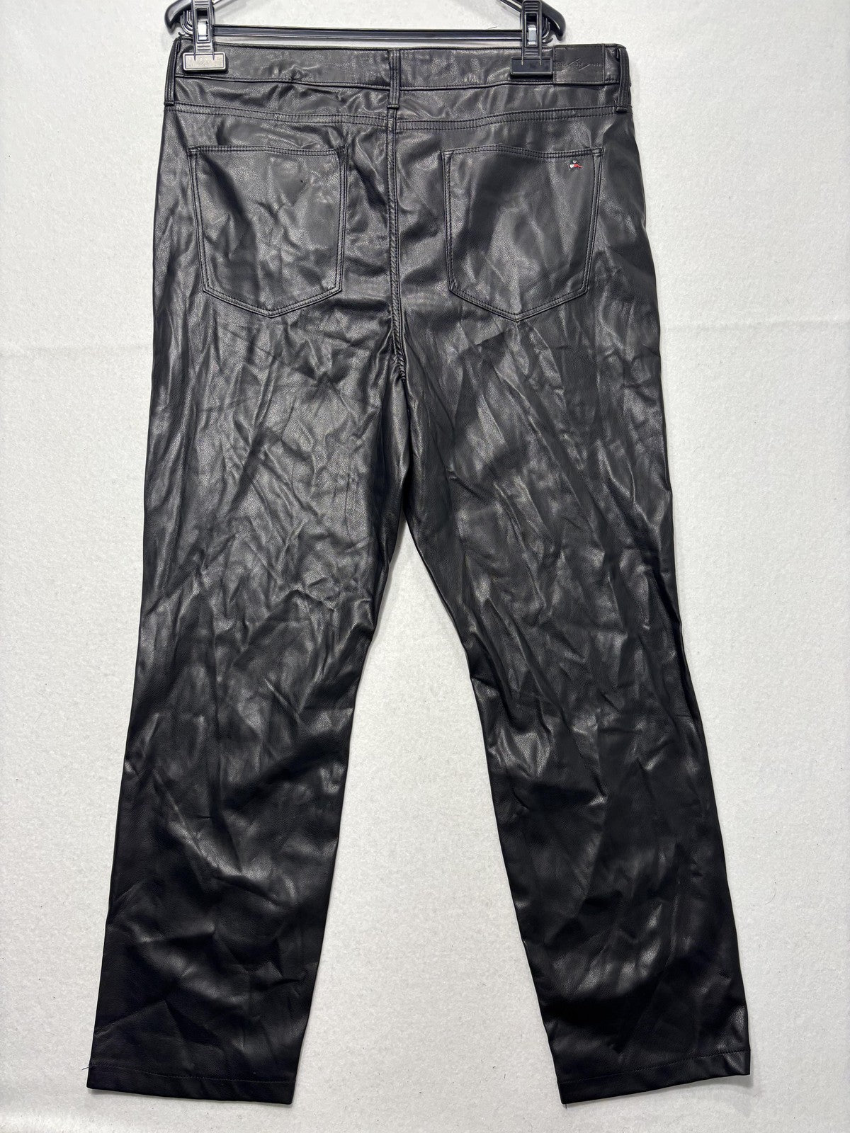 Tommy Hilfiger Dress Pants Womens 16 Black Faux Leather Straight Ponte Stretch