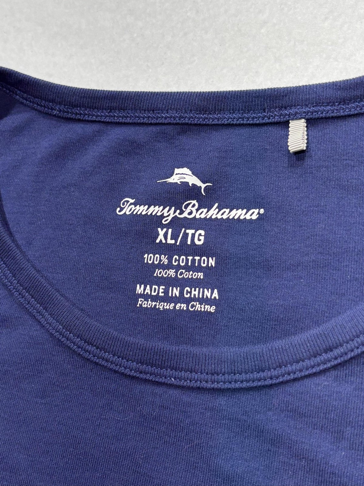 Tommy Bahama Shirt Womens XL Blue Crew Neck Long Sleeve Cotton Tee Basic Casual