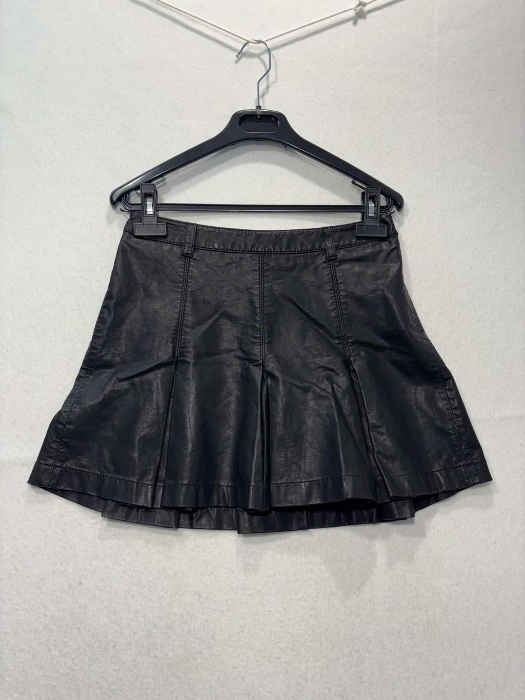 Free People Skirt Womens 0 Black Faux Leather Pleated Layered Mini Lined