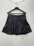 Free People Skirt Womens 0 Black Faux Leather Pleated Layered Mini Lined