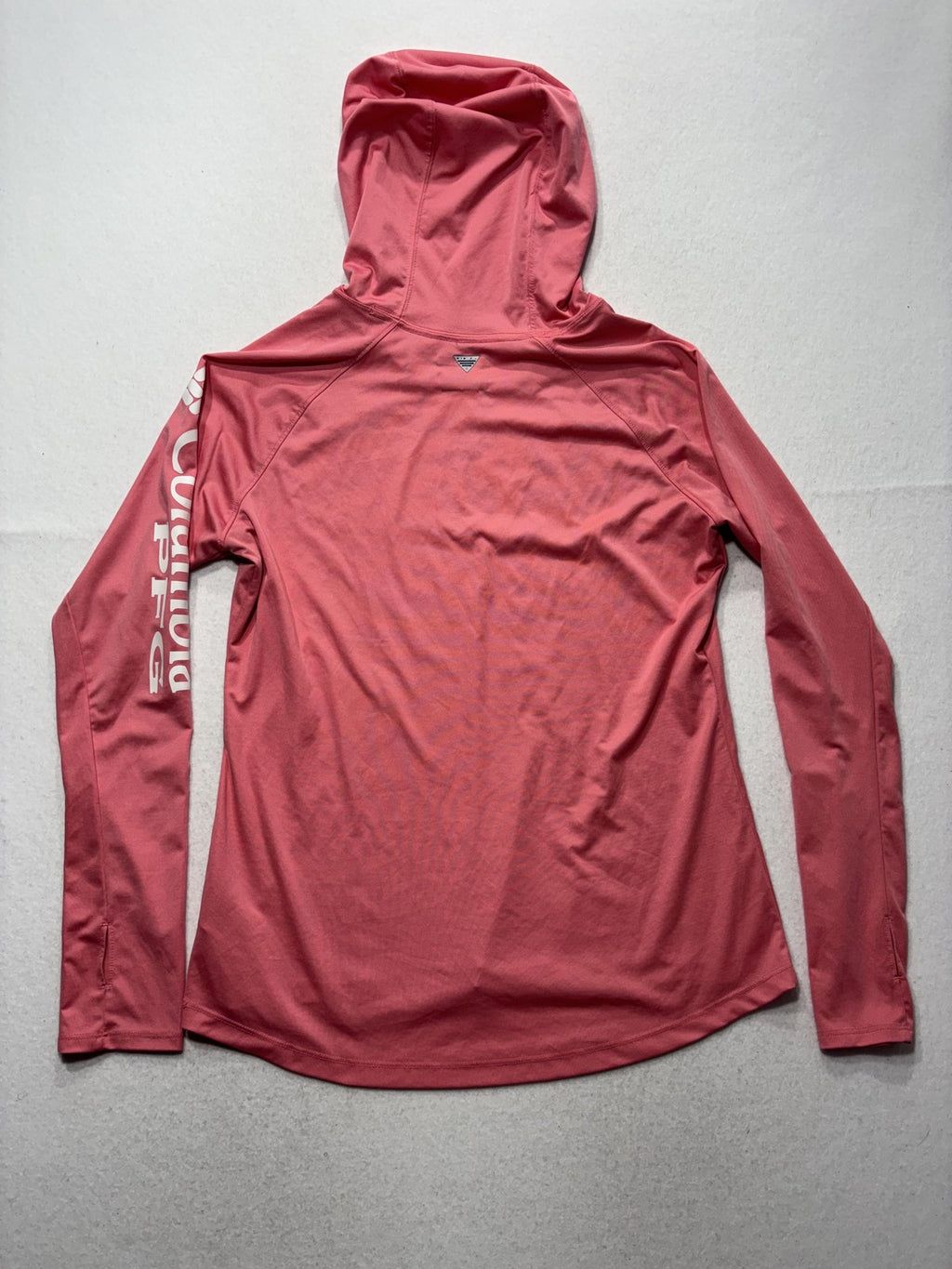 Columbia PFG Omni-Shade Shirt Womens L Pink Hooded Long Sleeve Sun Protection