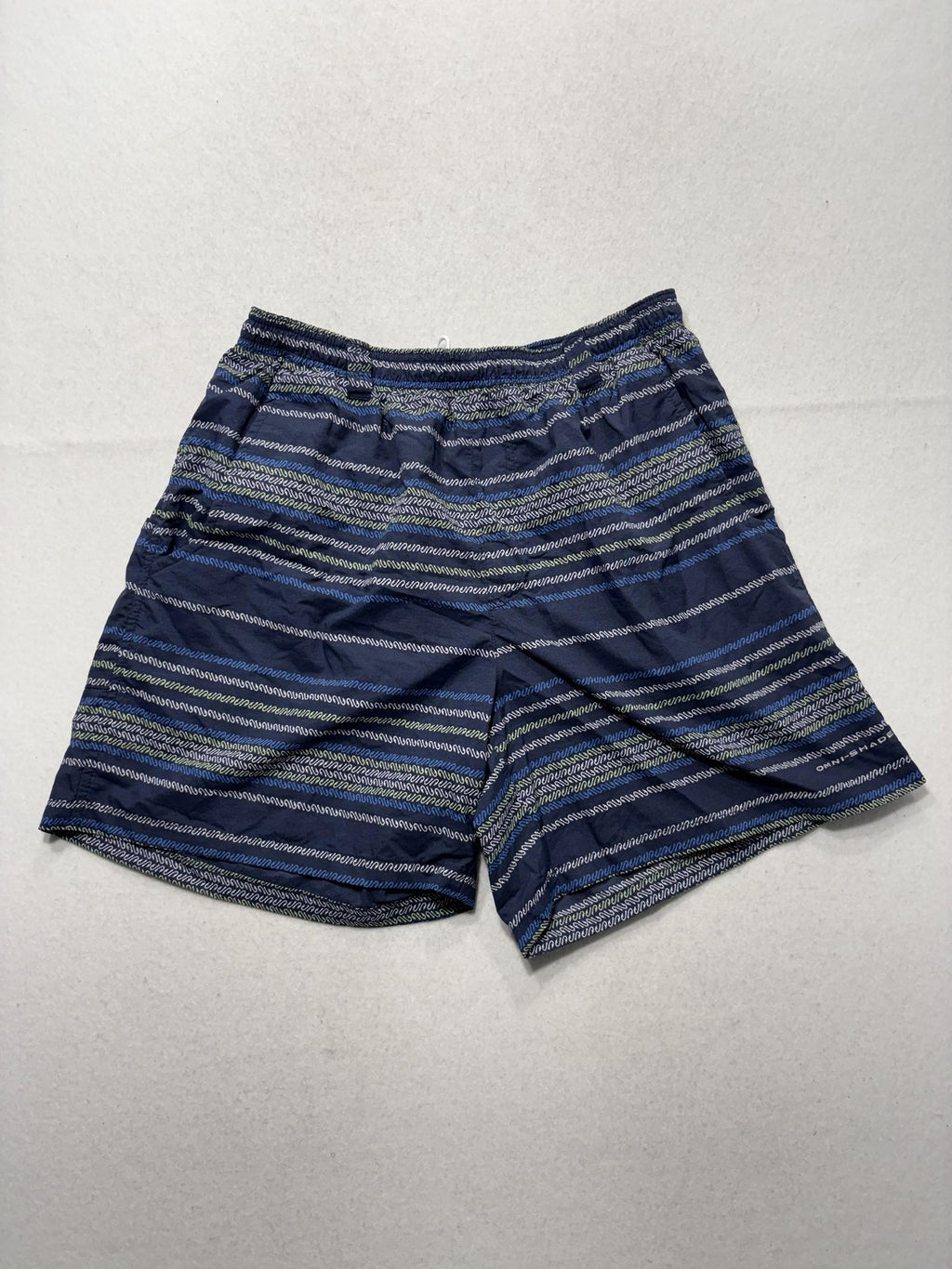 Columbia PFG Omni-Shade Swim Shorts Mens Medium Blue Stripe Fishing Lined