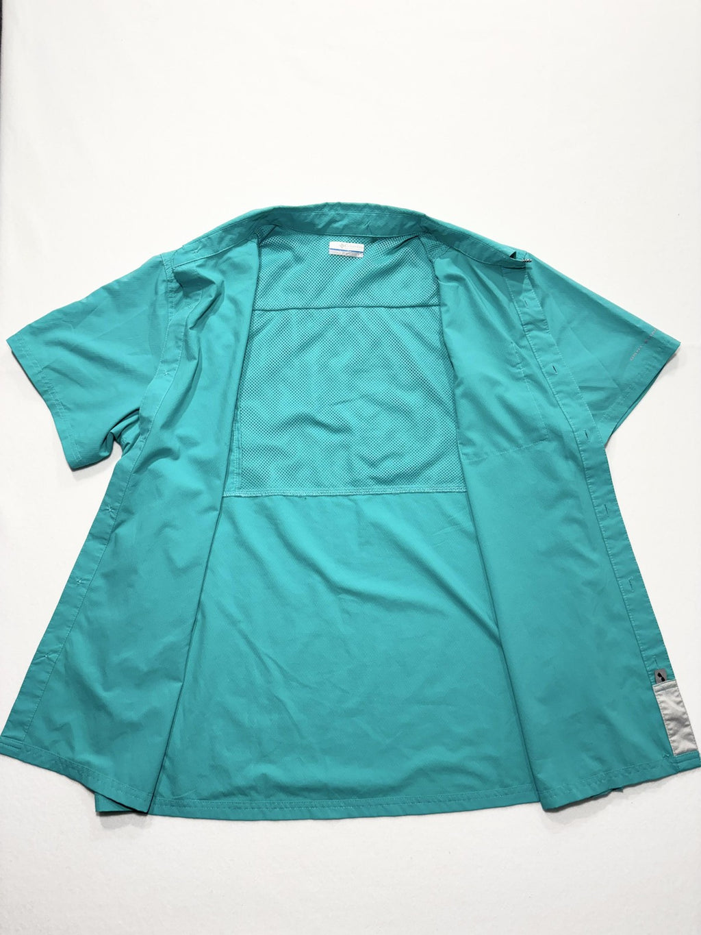 Columbia PFG Omni-Shade Shirt Mens Large Blue Short Sleeve Fishing Button Up