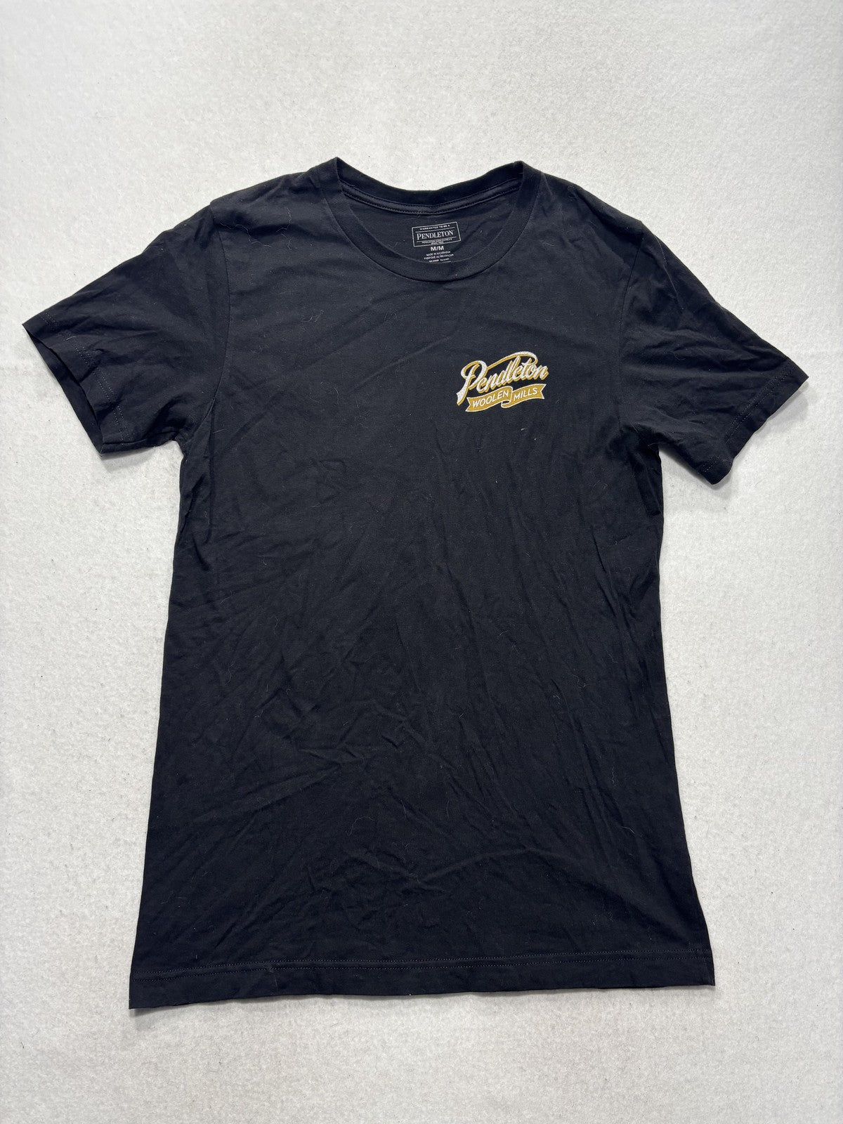 Pendleton Shirt Mens Medium Black Woolen Mills Logo Graphic Tee Portland OR