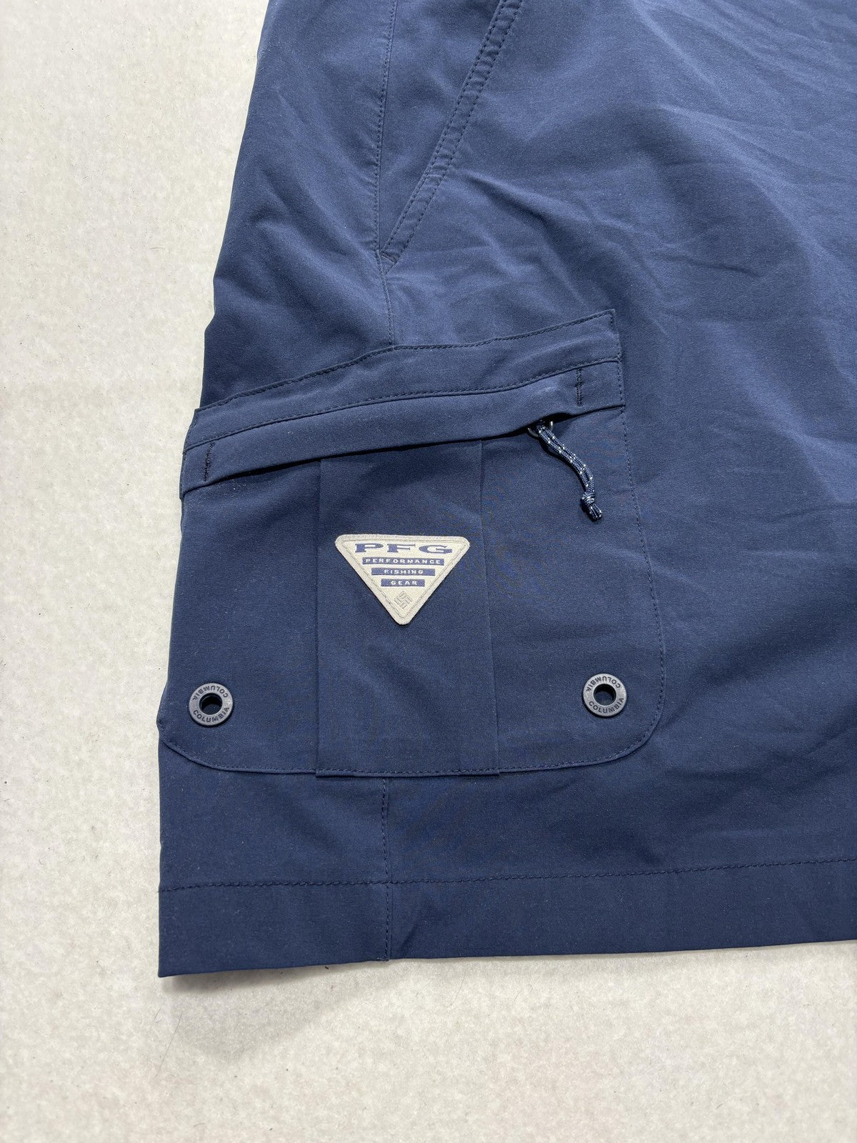Columbia PFG Cargo Shorts Mens 36 Blue 8" Inseam Stretch Fishing Outdoor