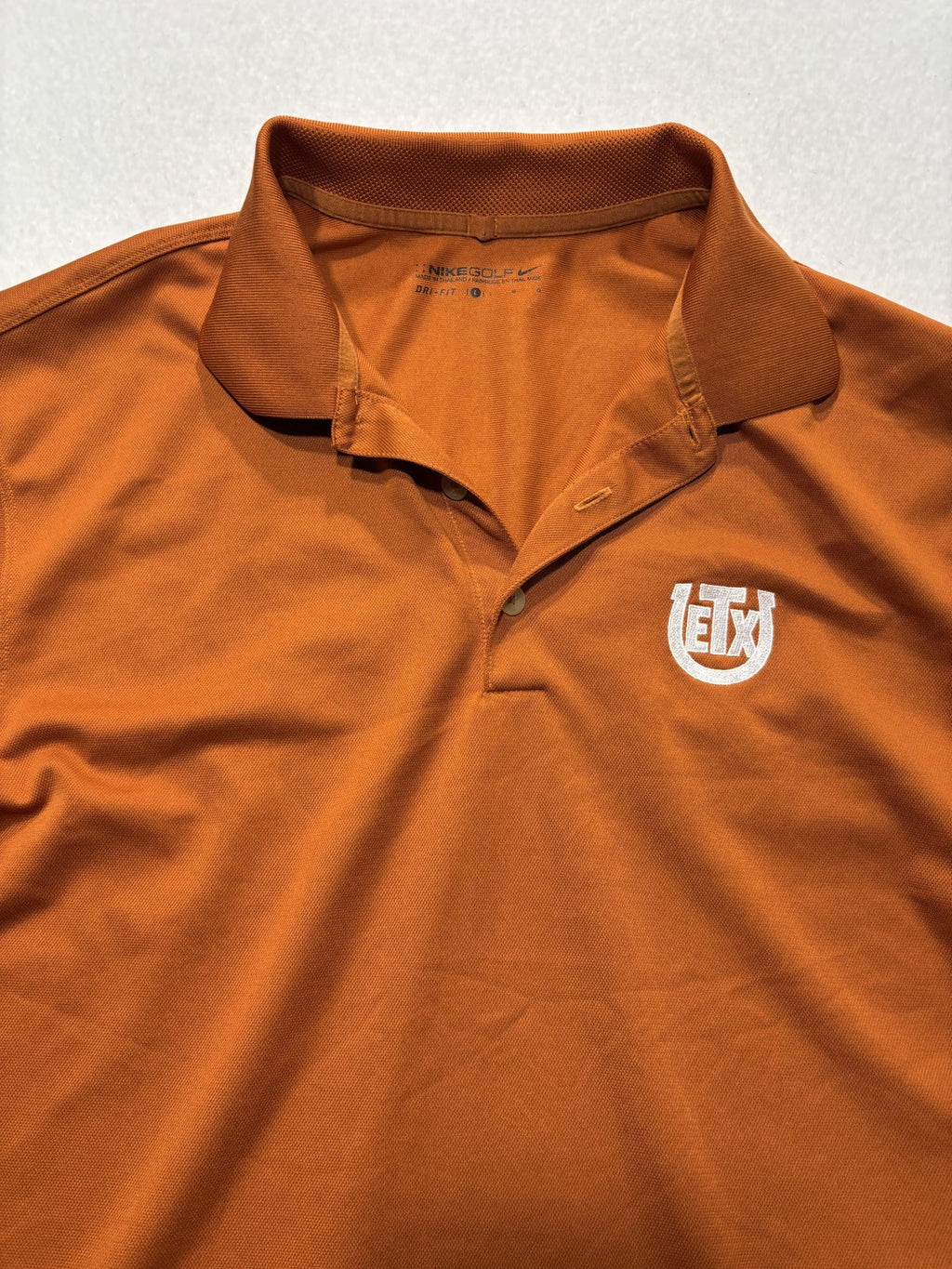 Nike Dri-FIT Golf Polo Shirt Mens Large Orange ETX Logo Short Sleeve Performance