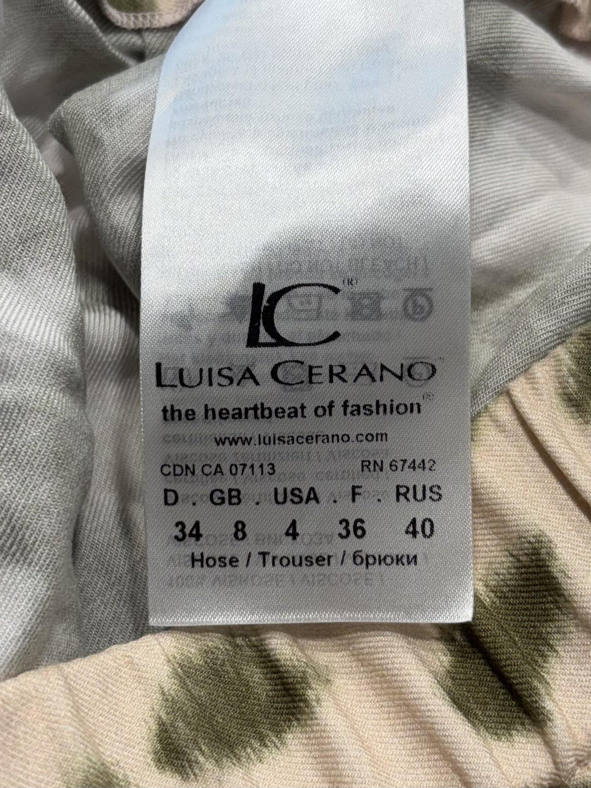 Luisa Cerano Dress Pants Womens 4 Pink Green Animal Print Wide Leg Pull On