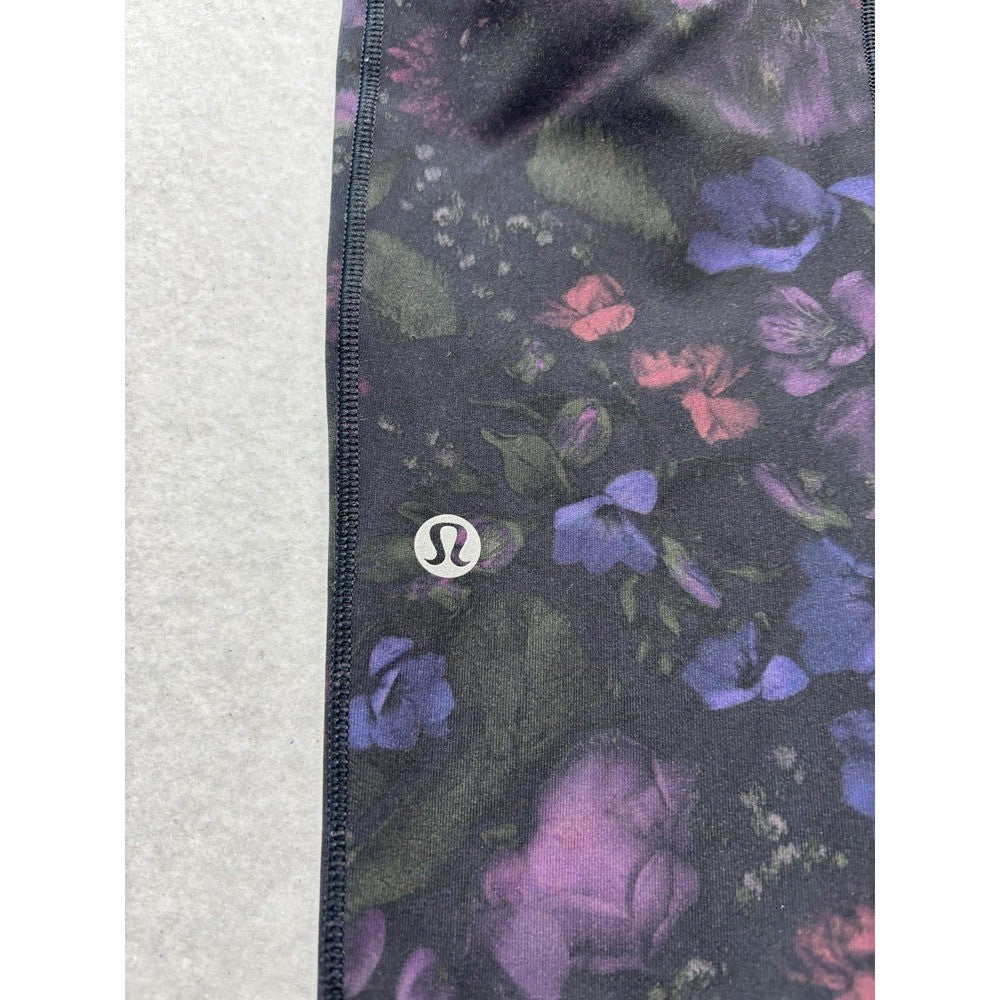 Lululemon Leggings Womens 4 Black Floral High Rise Pocket Ankle Stretch Athletic