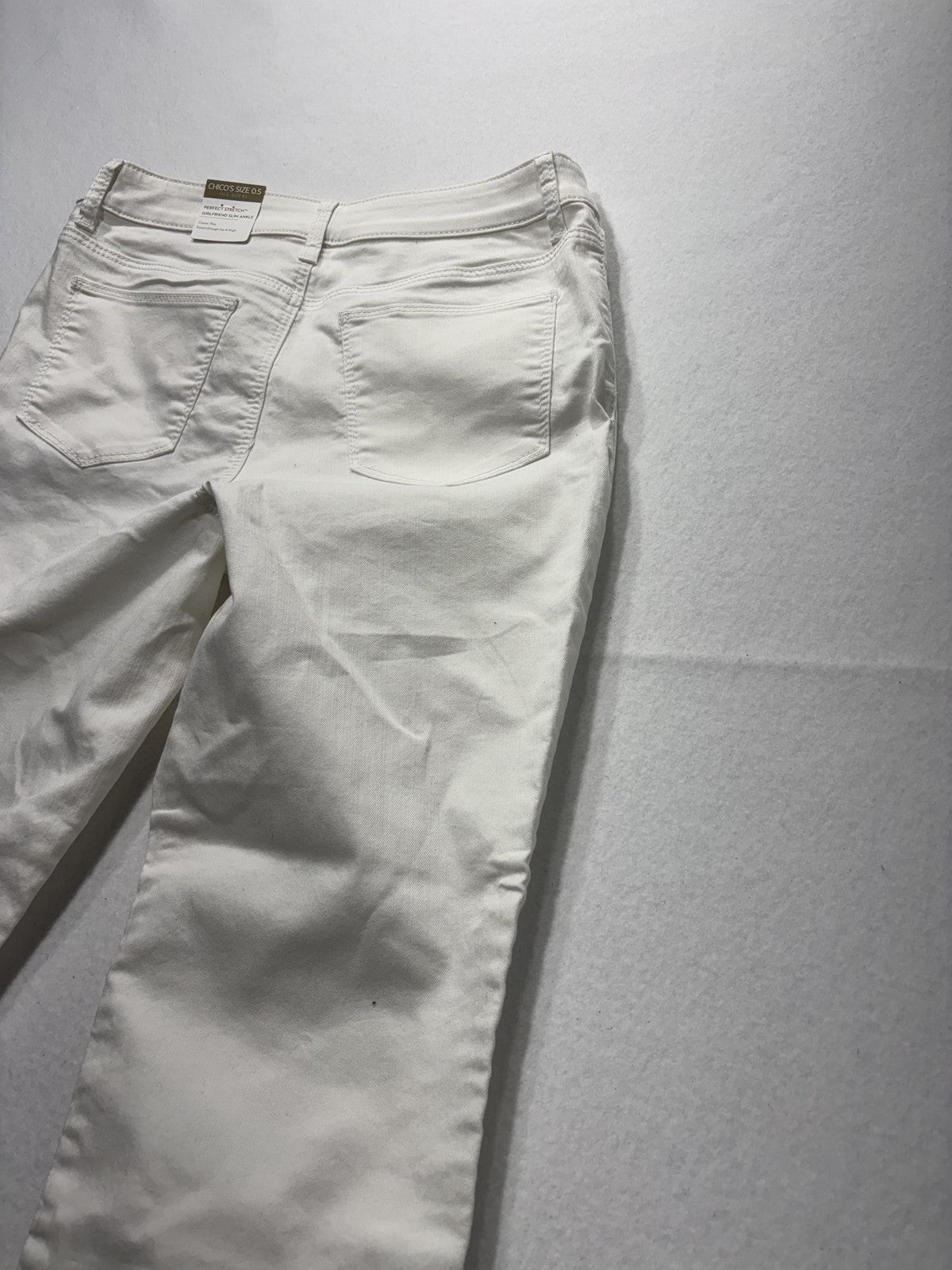 Chico's Jeans Womens 6 White Paisley Stretch Girlfriend Slim Ankle Raw Hem