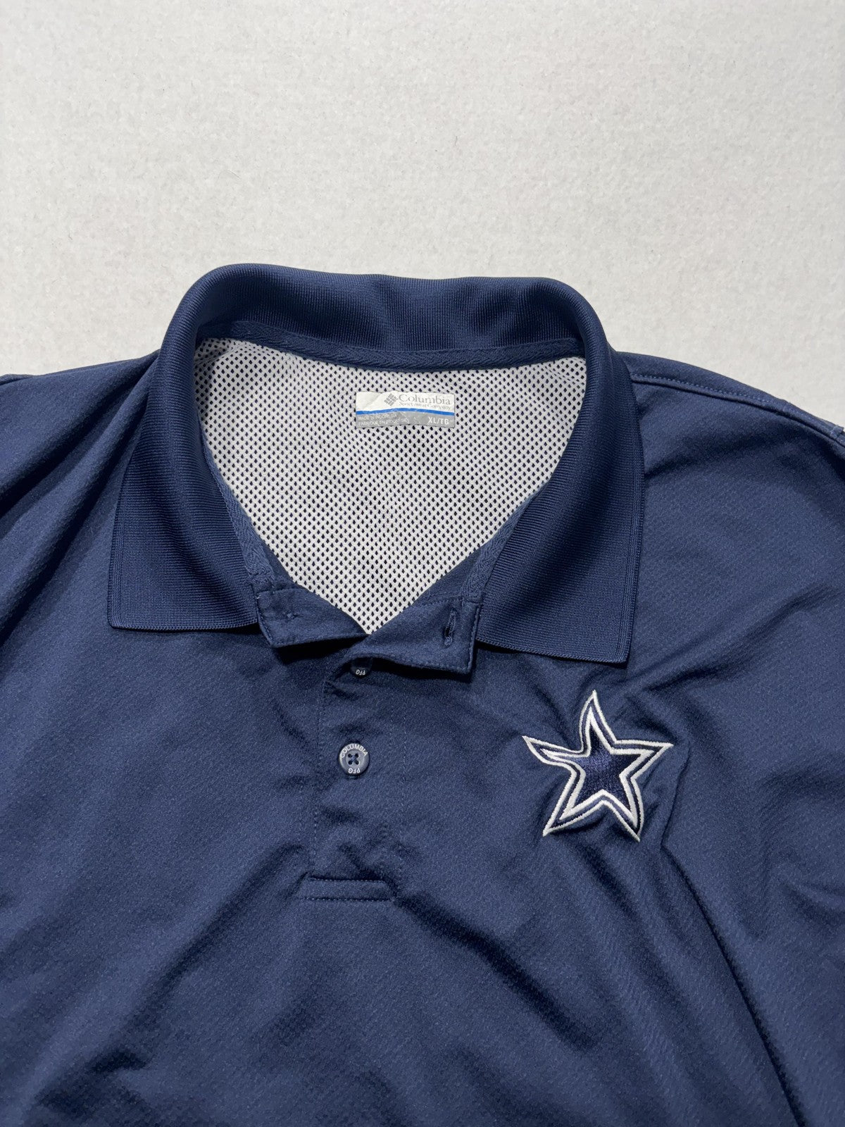 Columbia PFG Omni-Shade Polo Shirt Mens XL Blue Star Logo Fishing UV Protection