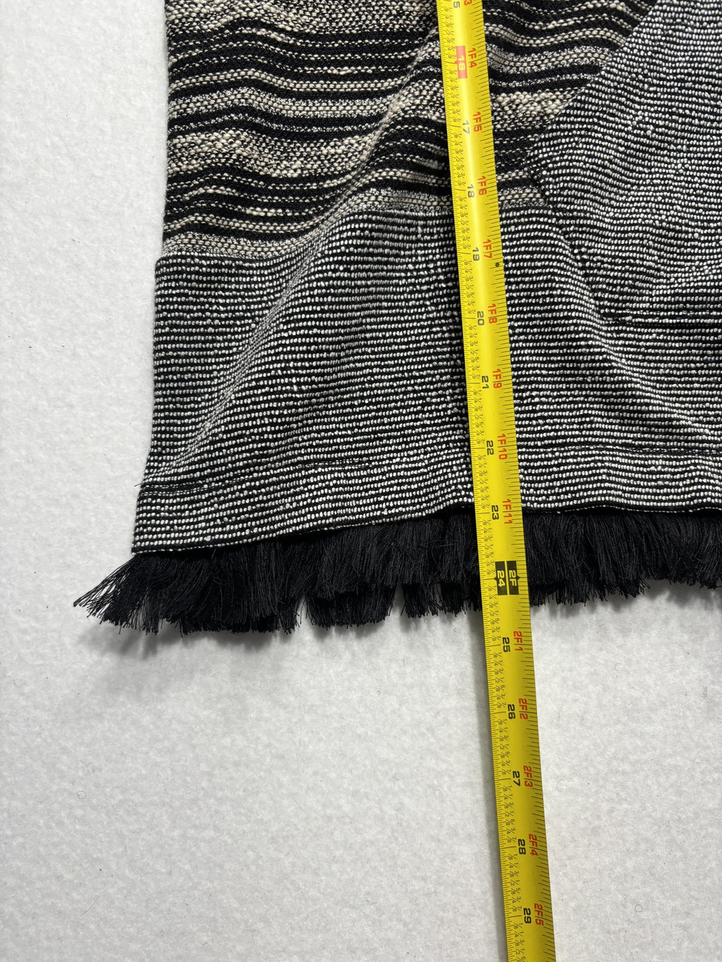 Lucky Brand Sweater Womens XS/S Black Striped Hooded Fringe Poncho Pullover