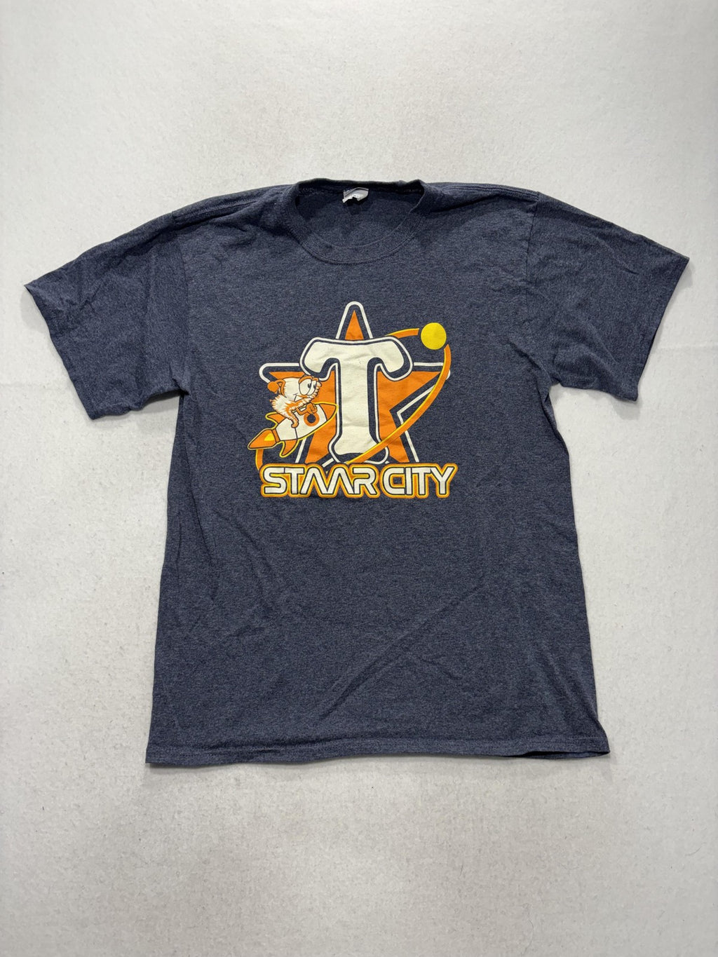 Port & Company Shirt Mens Medium Blue Staar City Space Rocket Graphic Tee