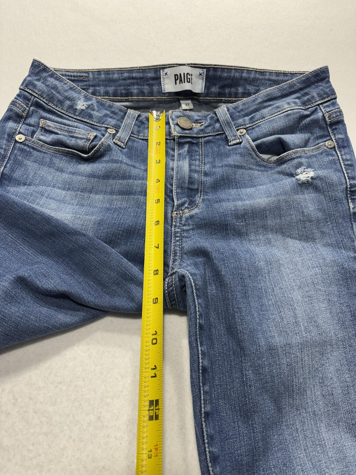 Paige Verdugo Ultra Skinny Jeans Womens 27 Blue Distressed 28x28.5 Stretch