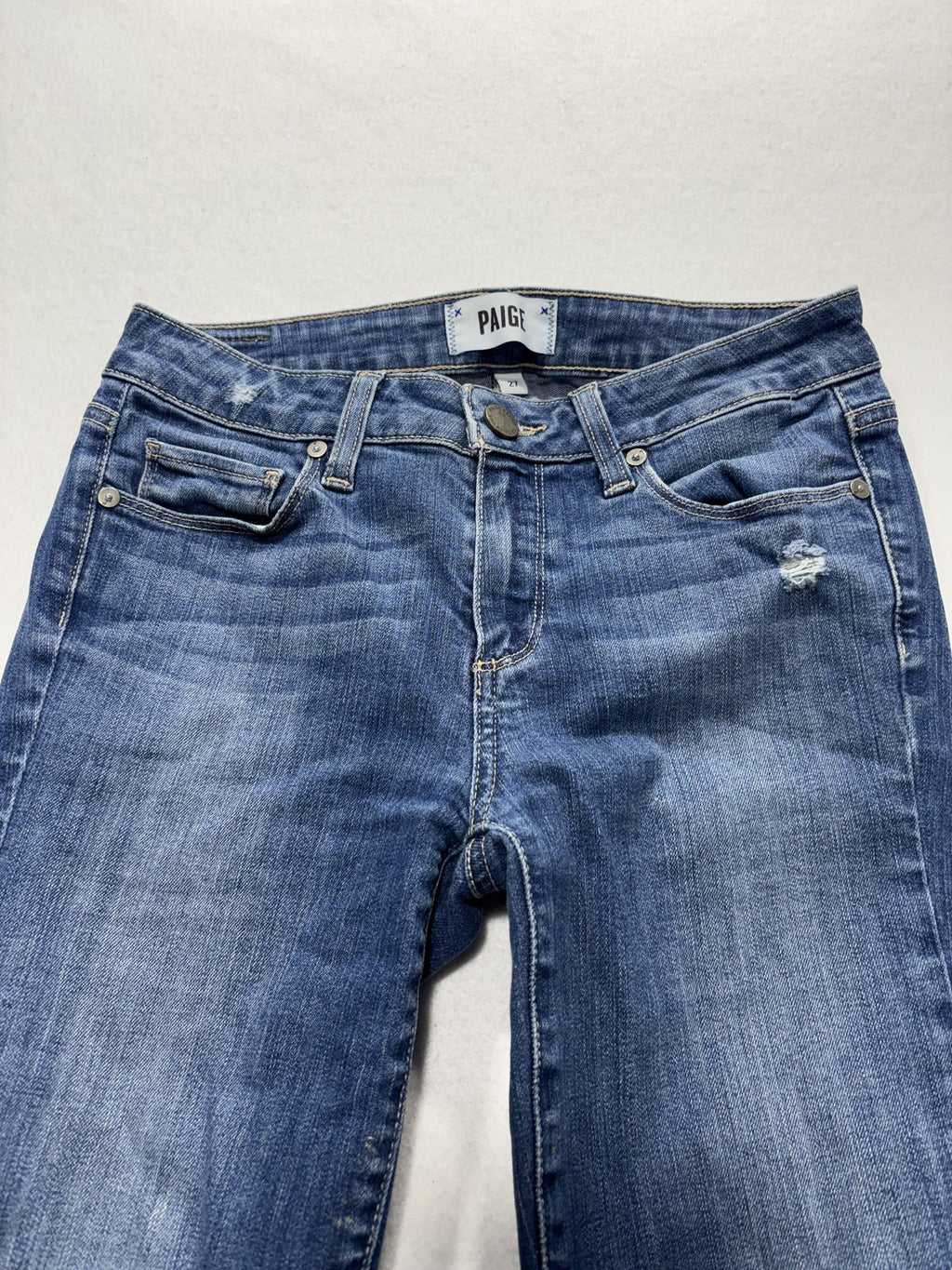 Paige Verdugo Ultra Skinny Jeans Womens 27 Blue Distressed 28x28.5 Stretch