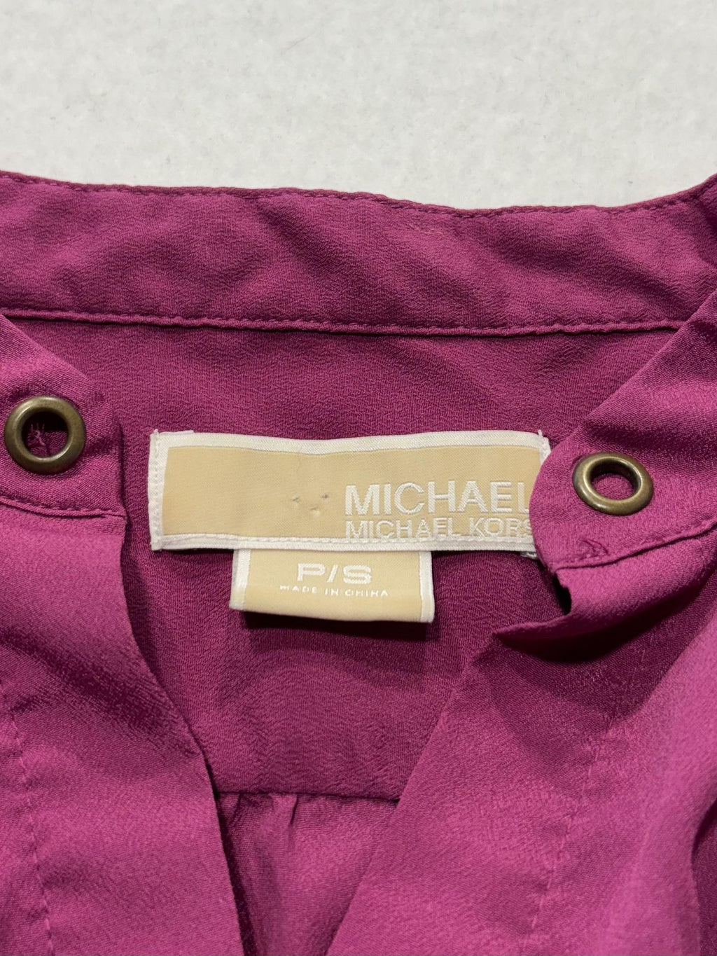MICHAEL Michael Kors Top Womens P/S Pink Stud Neck Long Sleeve Button Blouse