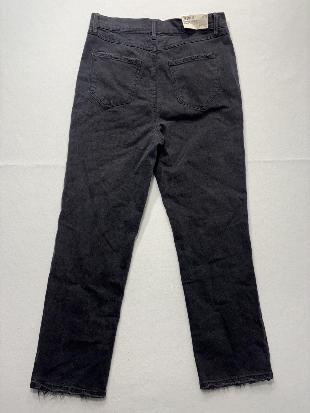 Kensie Jeans Womens 10/30 Gray Charcoal Wash High Rise Slim Straight Raw Hem