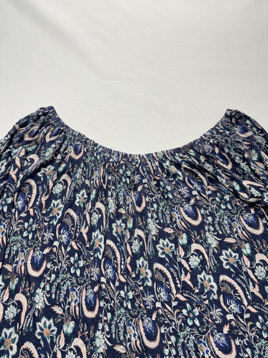 Lucky Brand Blouse Womens Medium Blue Paisley Off Shoulder 3/4 Bell Sleeve Boho
