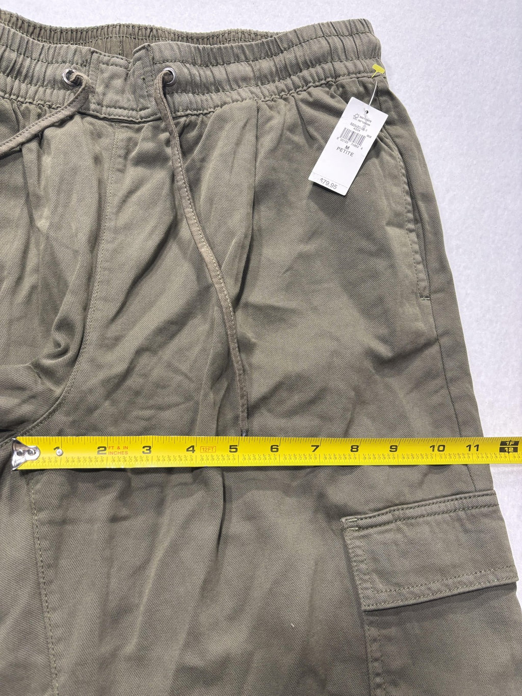 Gap Cargo Pants Womens M Petite Green Twill Crop Elastic Waist Pull On Relaxed