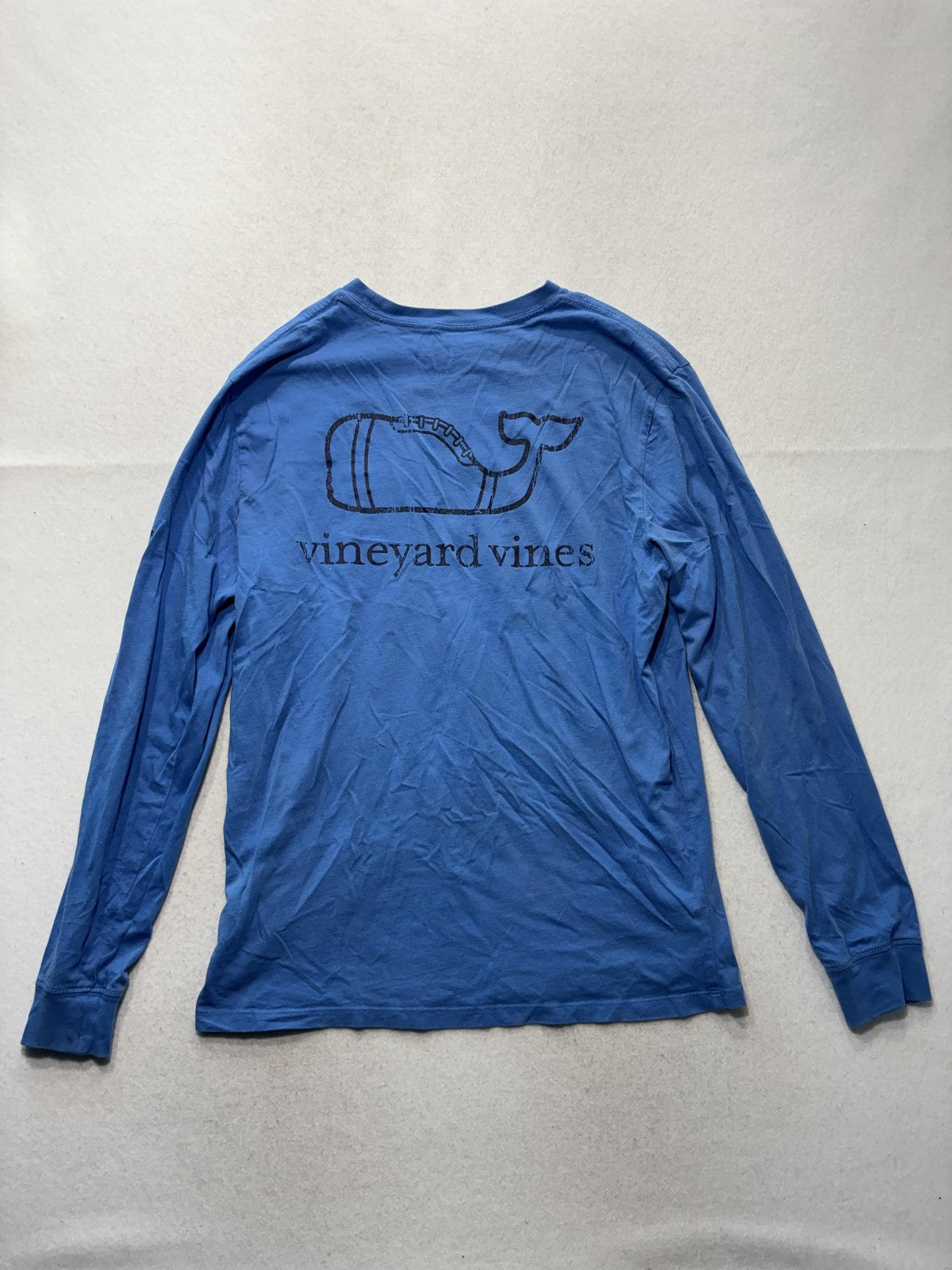 Vineyard Vines Shirt Mens Small Blue Long Sleeve Whale Logo Pocket Graphic Tee