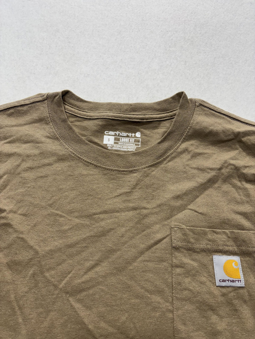Carhartt Shirt Mens Small Beige K87 Loose Fit Pocket T-Shirt Short Sleeve