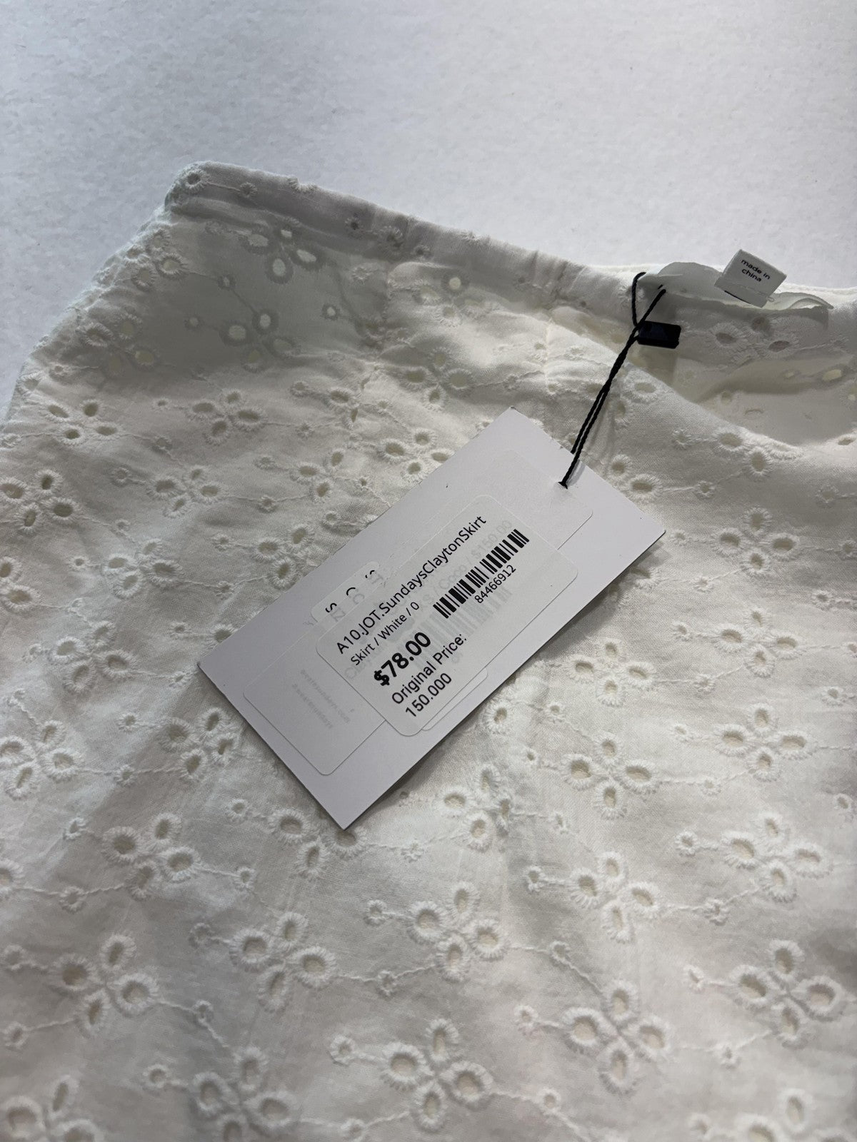 Sundays Skirt Womens XS White Clayton Eyelet Lace Floral Mini Lined Summer