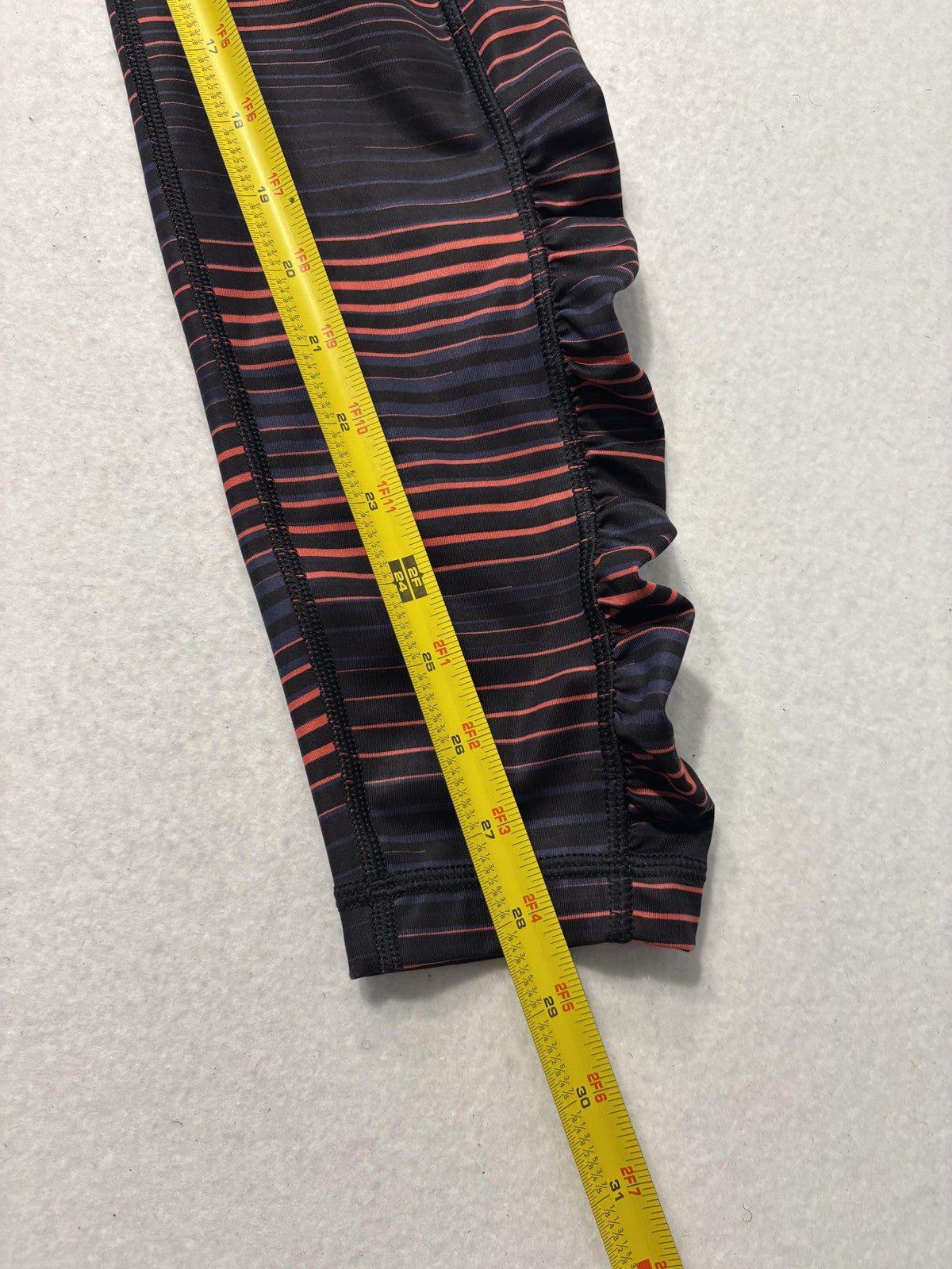 Lululemon Leggings Womens 10 Black Striped High Rise 28.5" Inseam Ankle Pockets