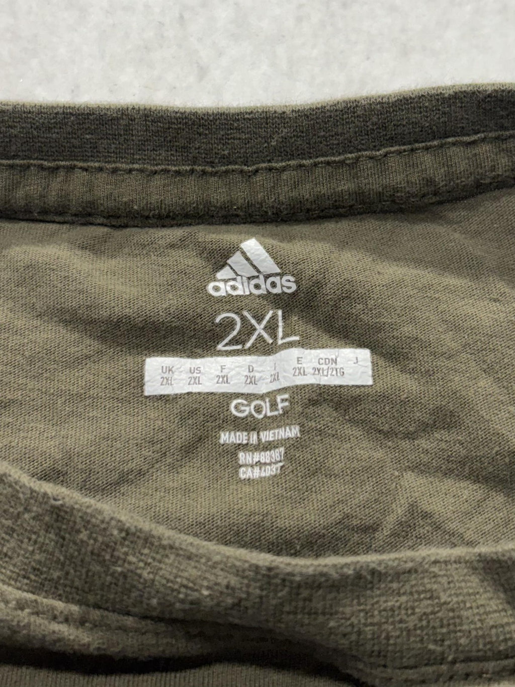 Adidas Shirt Mens 2XL Green Golf Big Logo Graphic Tee Short Sleeve Sports