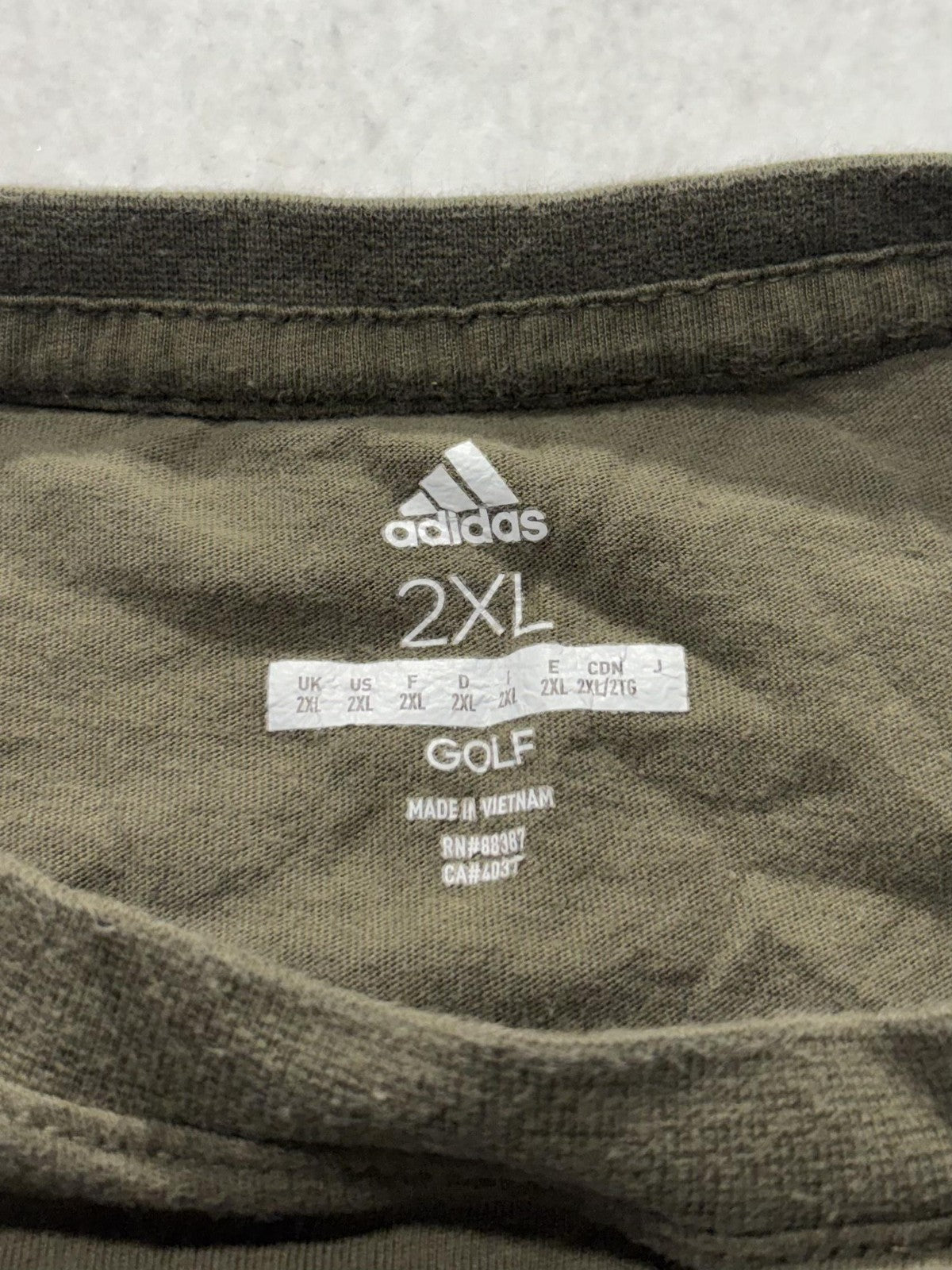 Adidas Shirt Mens 2XL Green Golf Big Logo Graphic Tee Short Sleeve Sports