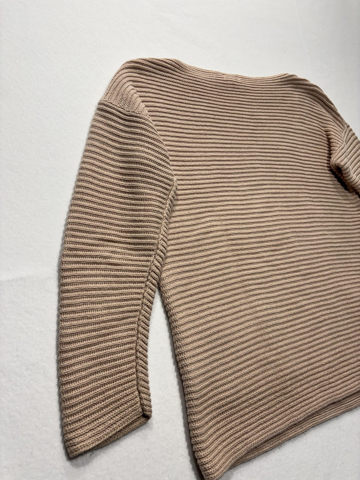 Vince Camuto Sweater Womens Medium Beige Textured Knit Boat Neck Pocket Pullover