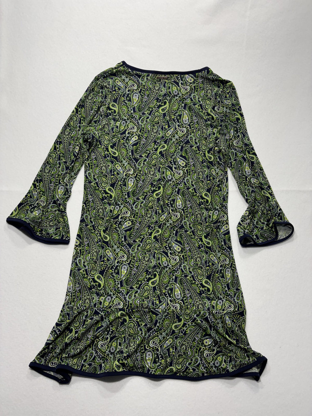 MICHAEL Michael Kors Dress Womens Large Blue Green Paisley Shift Bell Sleeve