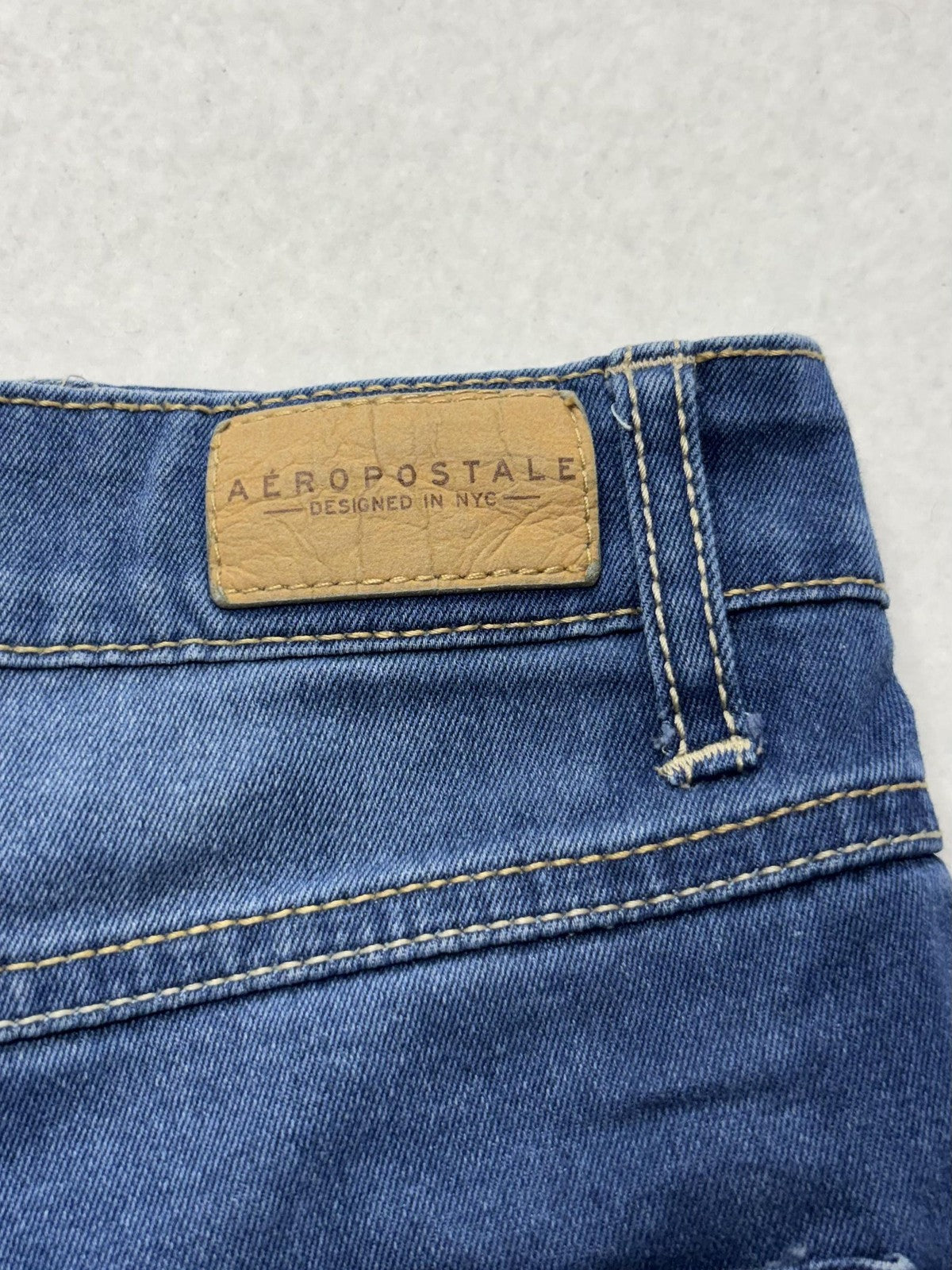 Aeropostale Shorts Womens 6 Blue High Waisted Shorty Cuffed Denim 5 Pocket