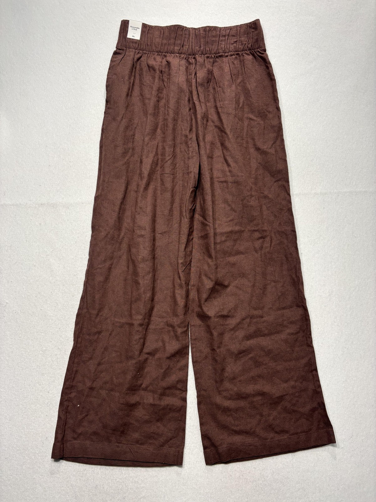 Abercrombie & Fitch Dress Pants Womens XS Short Brown Linen Wide Leg Pull On