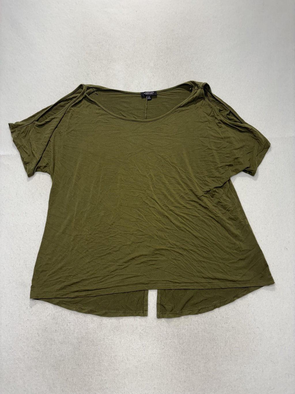 Spense Woman Shirt Womens 1X Plus Green Scoop Neck Short Sleeve Tunic Tee Casual