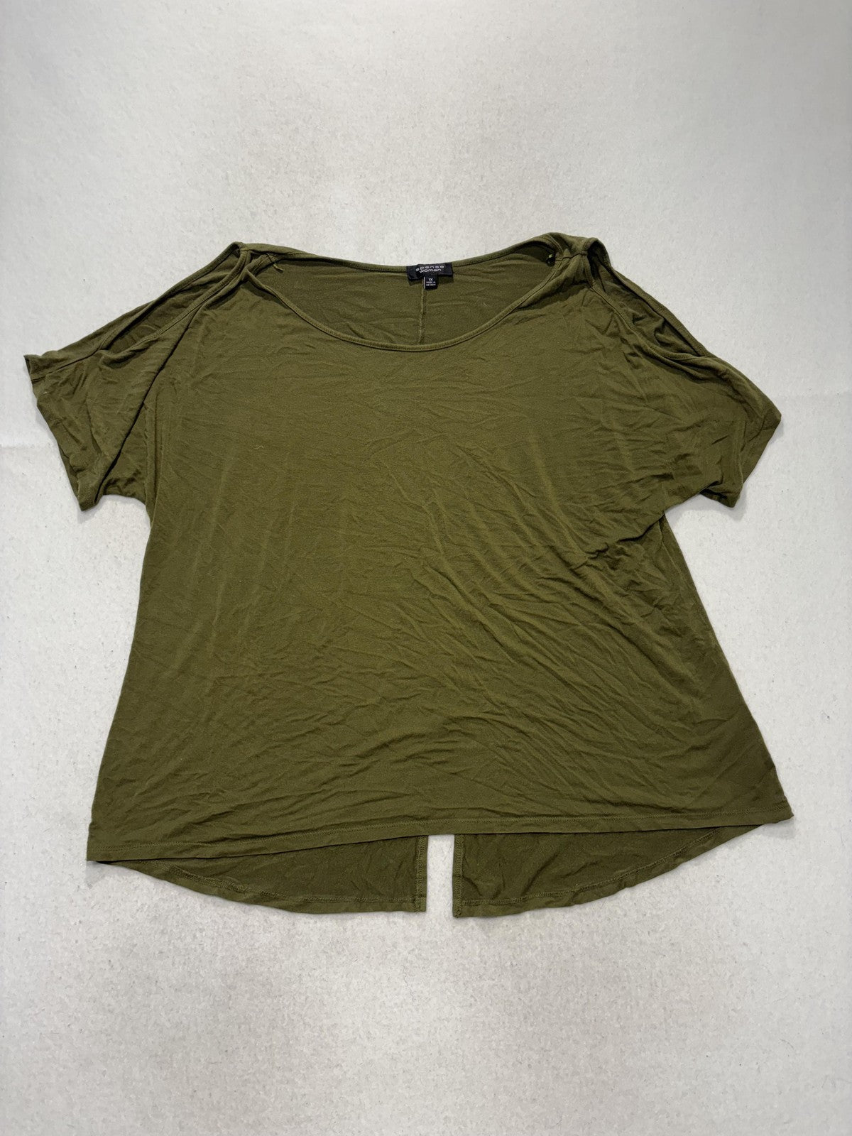 Spense Woman Shirt Womens 1X Plus Green Scoop Neck Short Sleeve Tunic Tee Casual