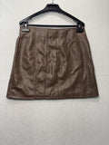 Free People Skirt Womens 8 Brown Faux Leather Zip Back Panel Seamed Mini Lined
