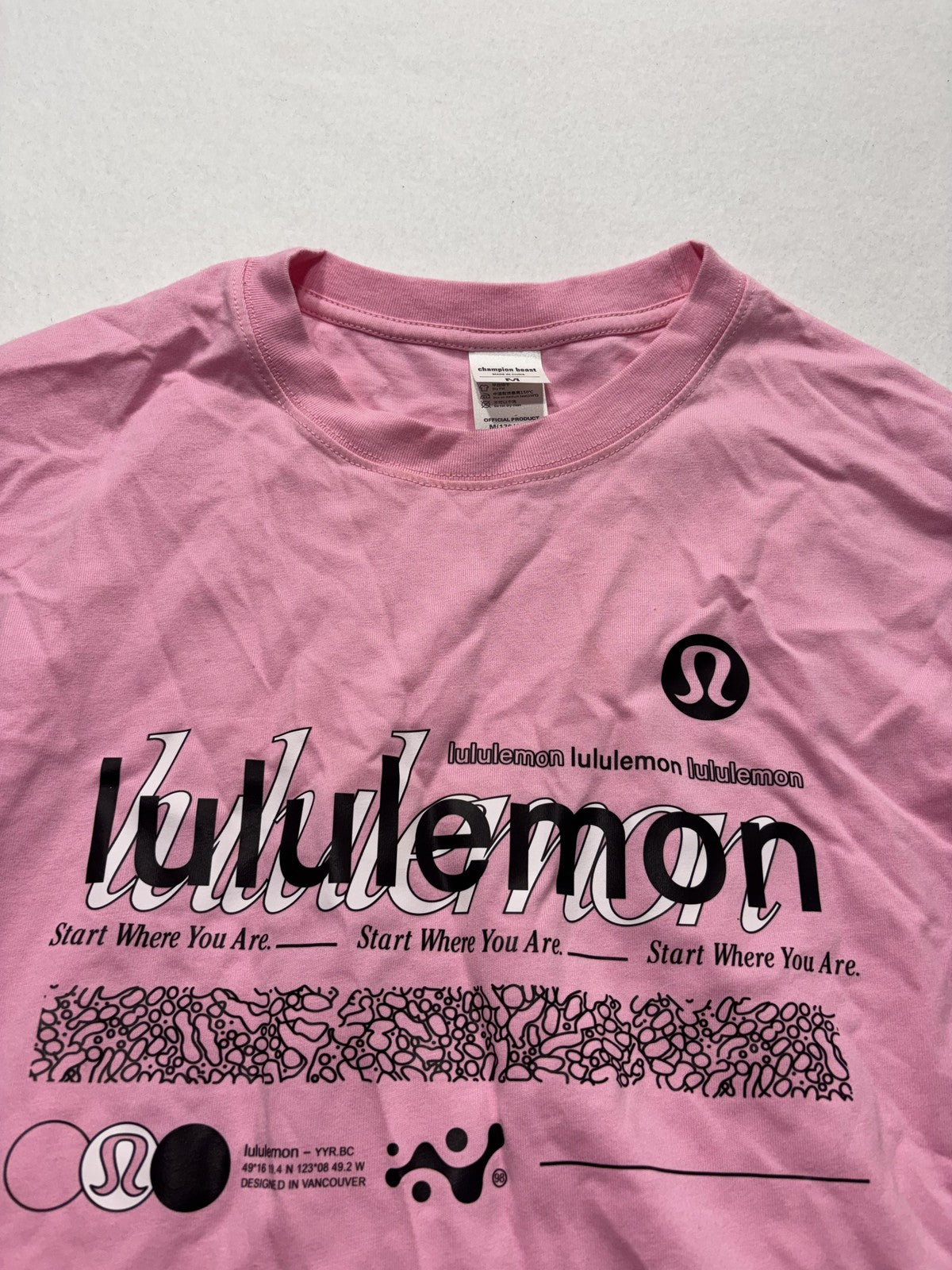 Champion Beast Shirt Mens Medium Pink Lululemon Start Where You Are Tee