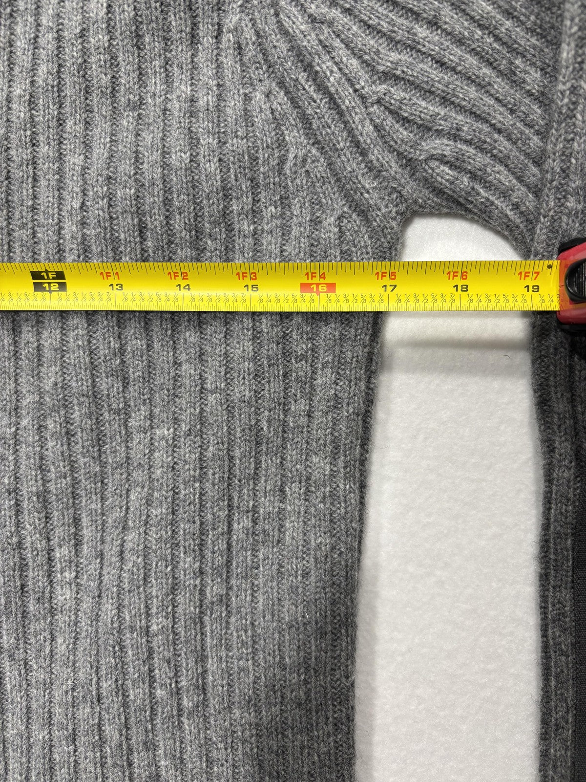 L.L. Bean Sweater Mens Small Gray Ribbed Wool Full Zip Commando Mock Neck Knit